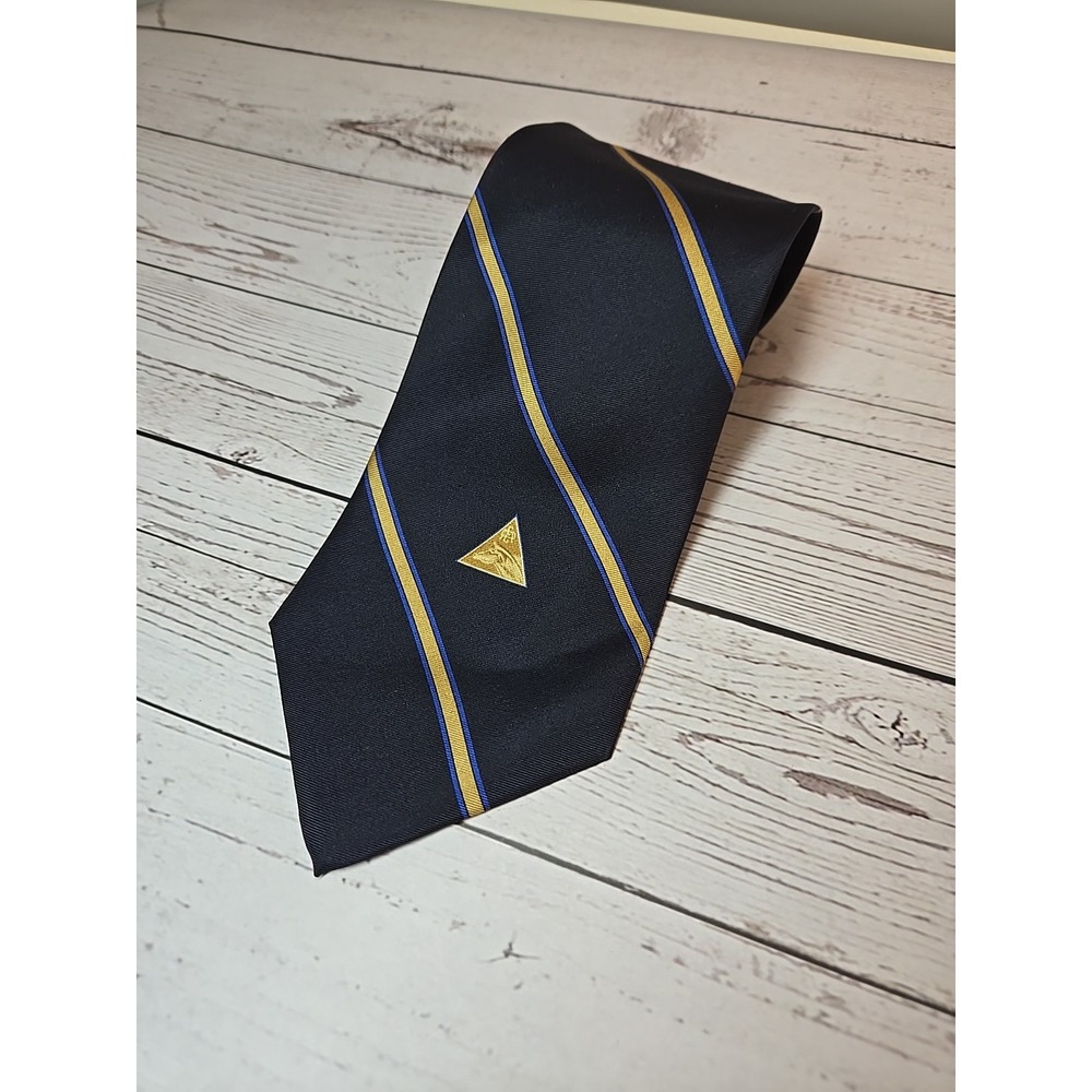 WM Chelsea Ltd Silk Tie Navy Blue Gold Stripes 58" x 4"